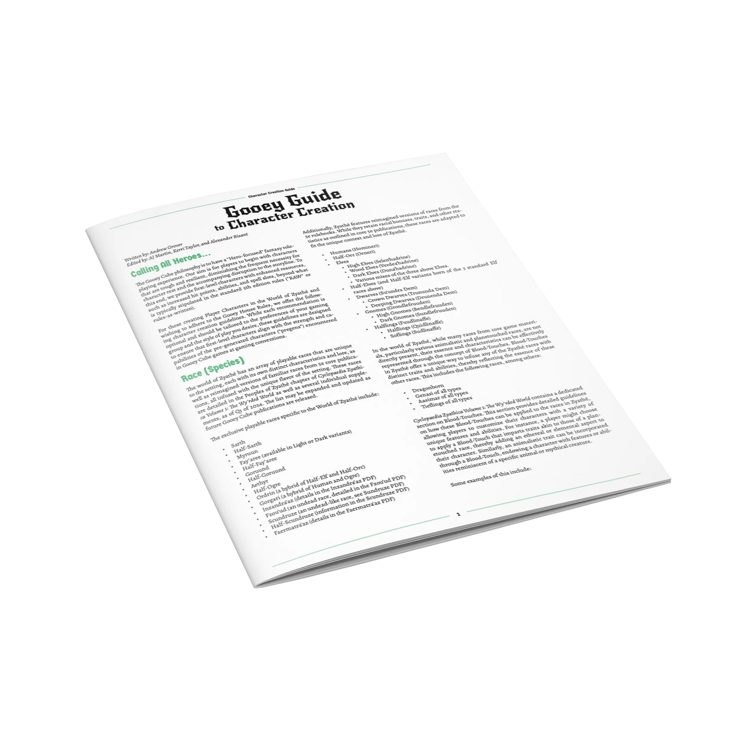 Gooey Guide to Character Creation