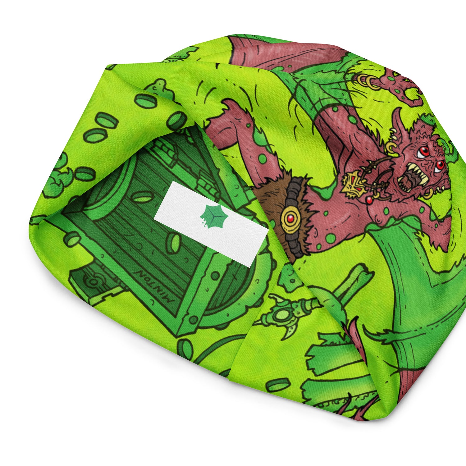 Gooey Cube Green All Over Print Beanie Inside