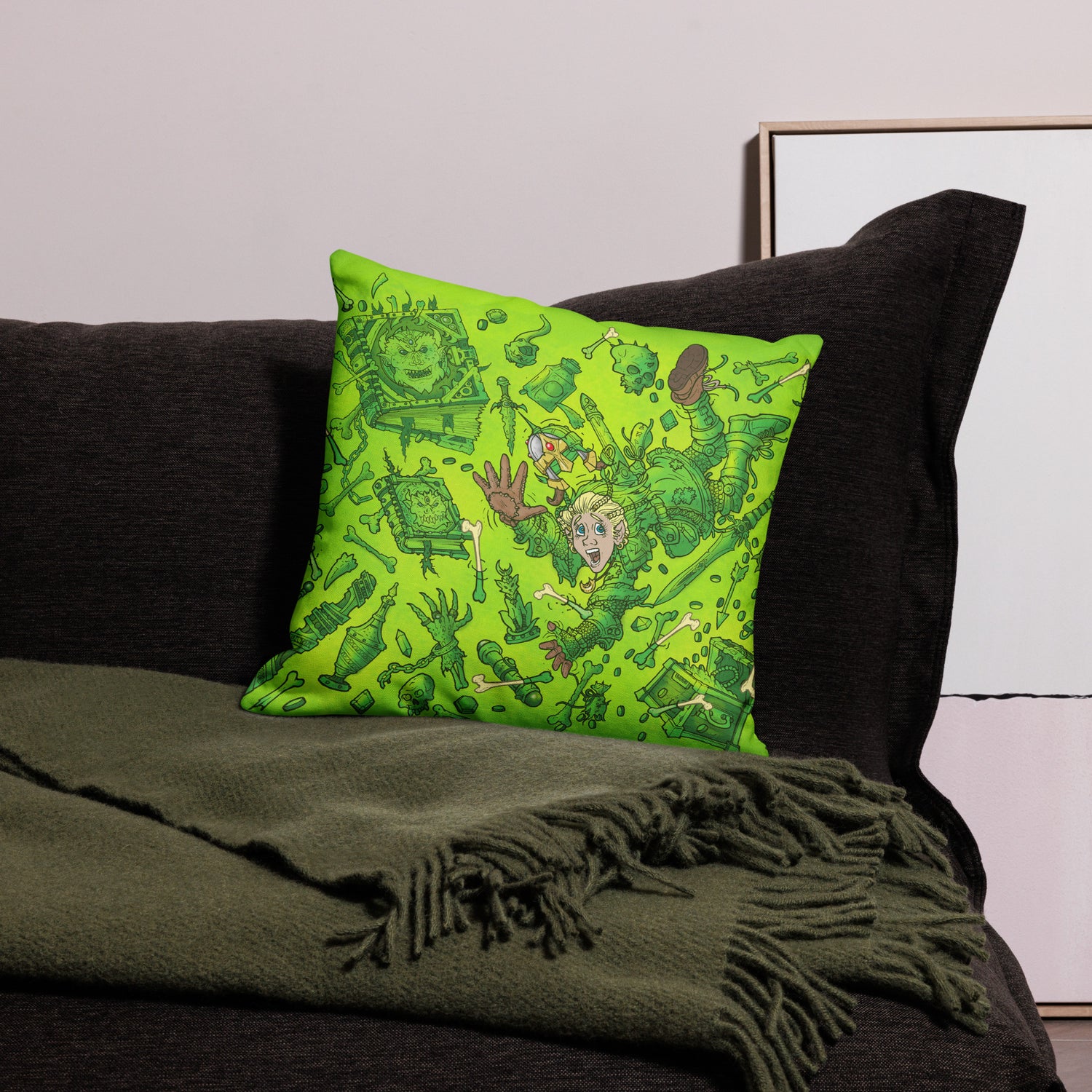 Gooey Cube Green All-over print pillow case 18