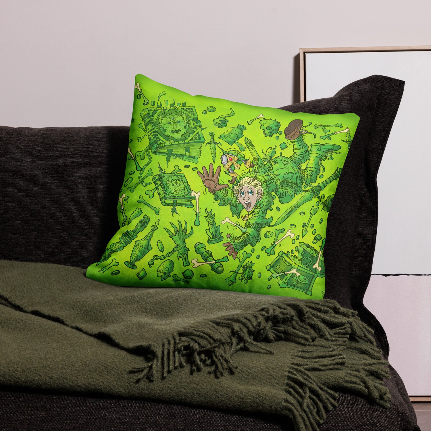 Gooey Cube Green All-over print pillow case 22