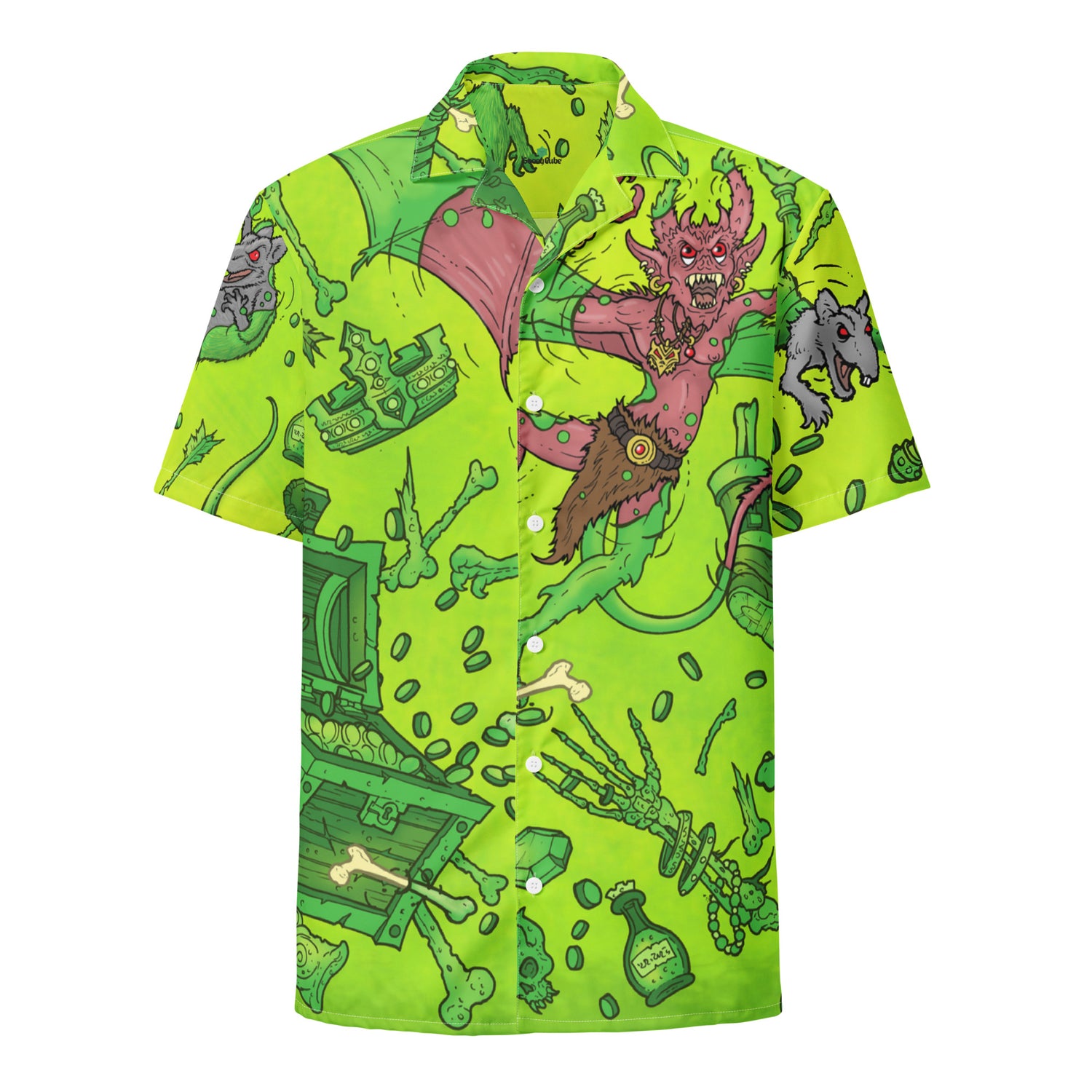 Gooey Cube Green All Over Print Unisex Button Shirt Front
