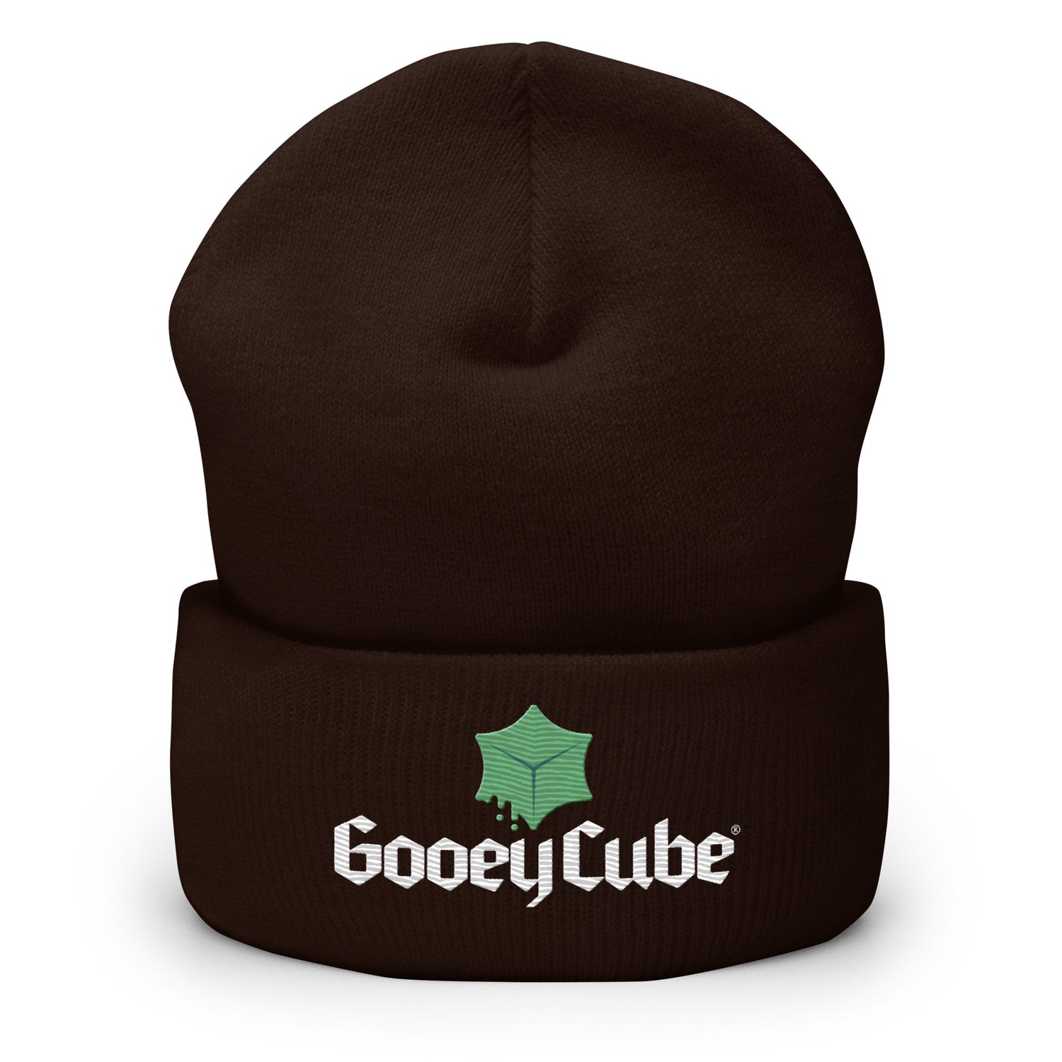 gooey cube cuffed beanie brown front