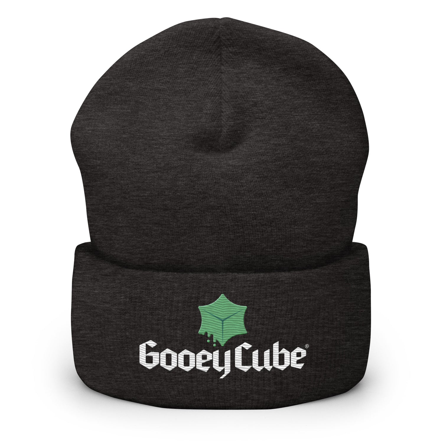 gooey cube cuffed beanie dark grey front