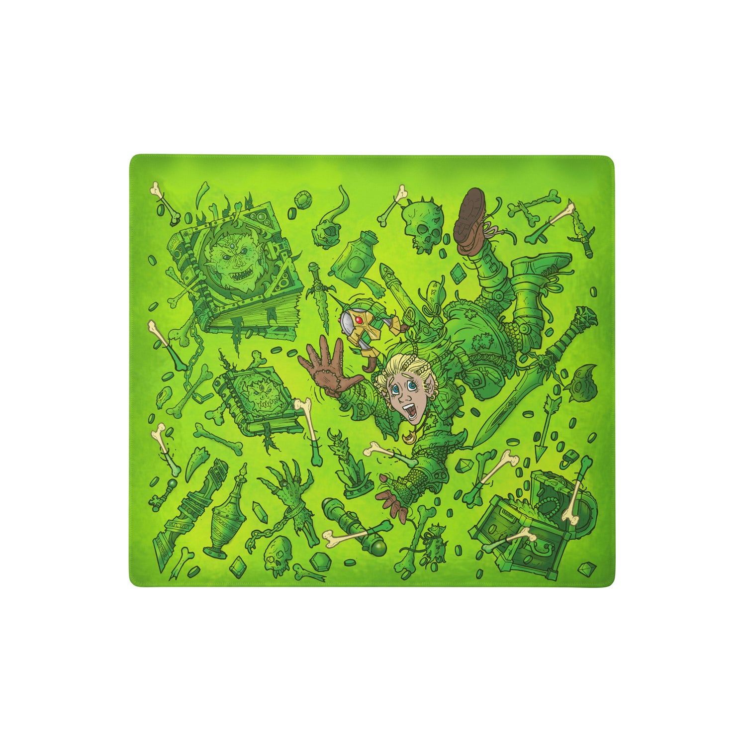 Gooey Cube Green All Over Print Gaming Mouse Pad 18