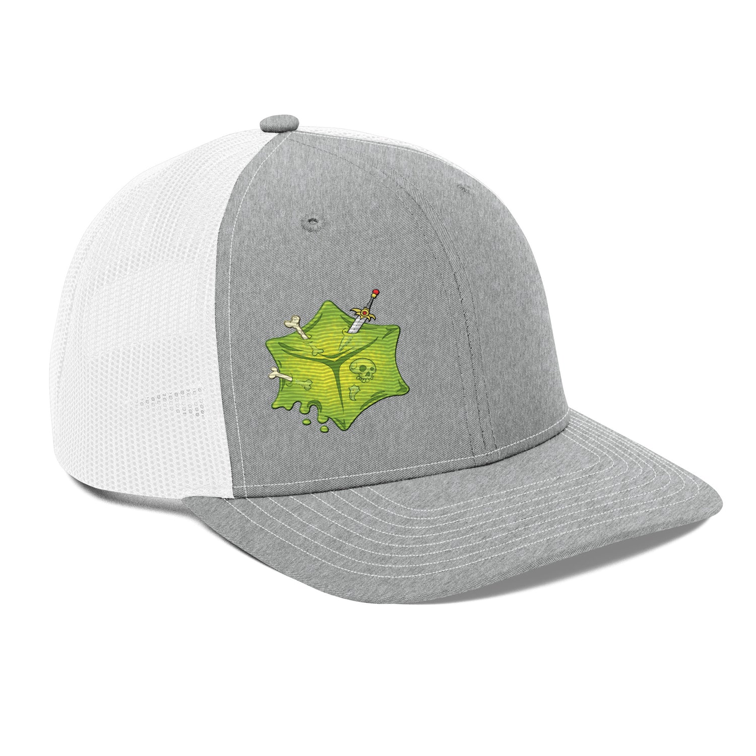 Gooey Cube The Cube Heather Gray and White Snapback Trucker Hat