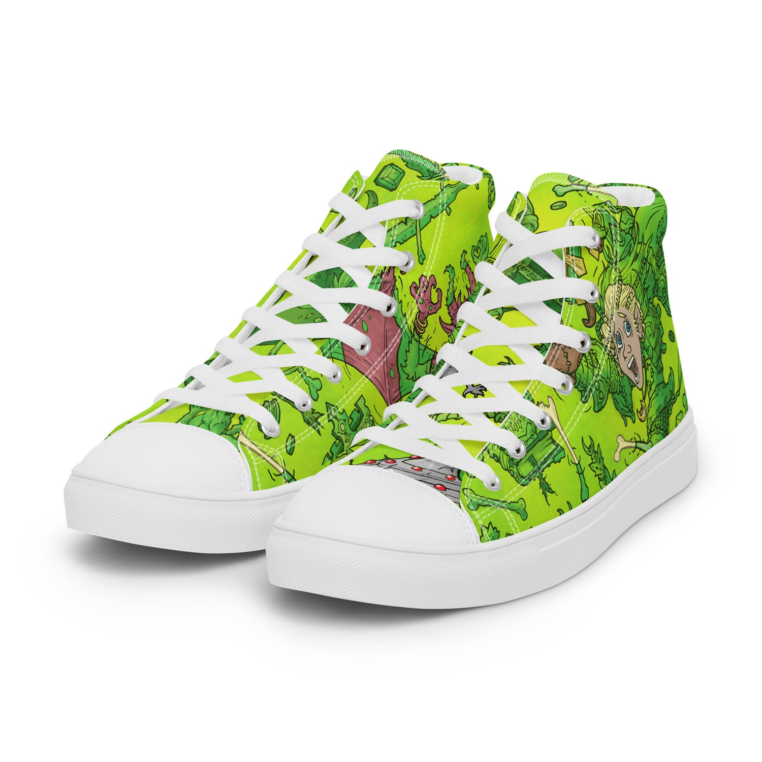 Gooey Cube Green Women's High Top Canvas Sneaker