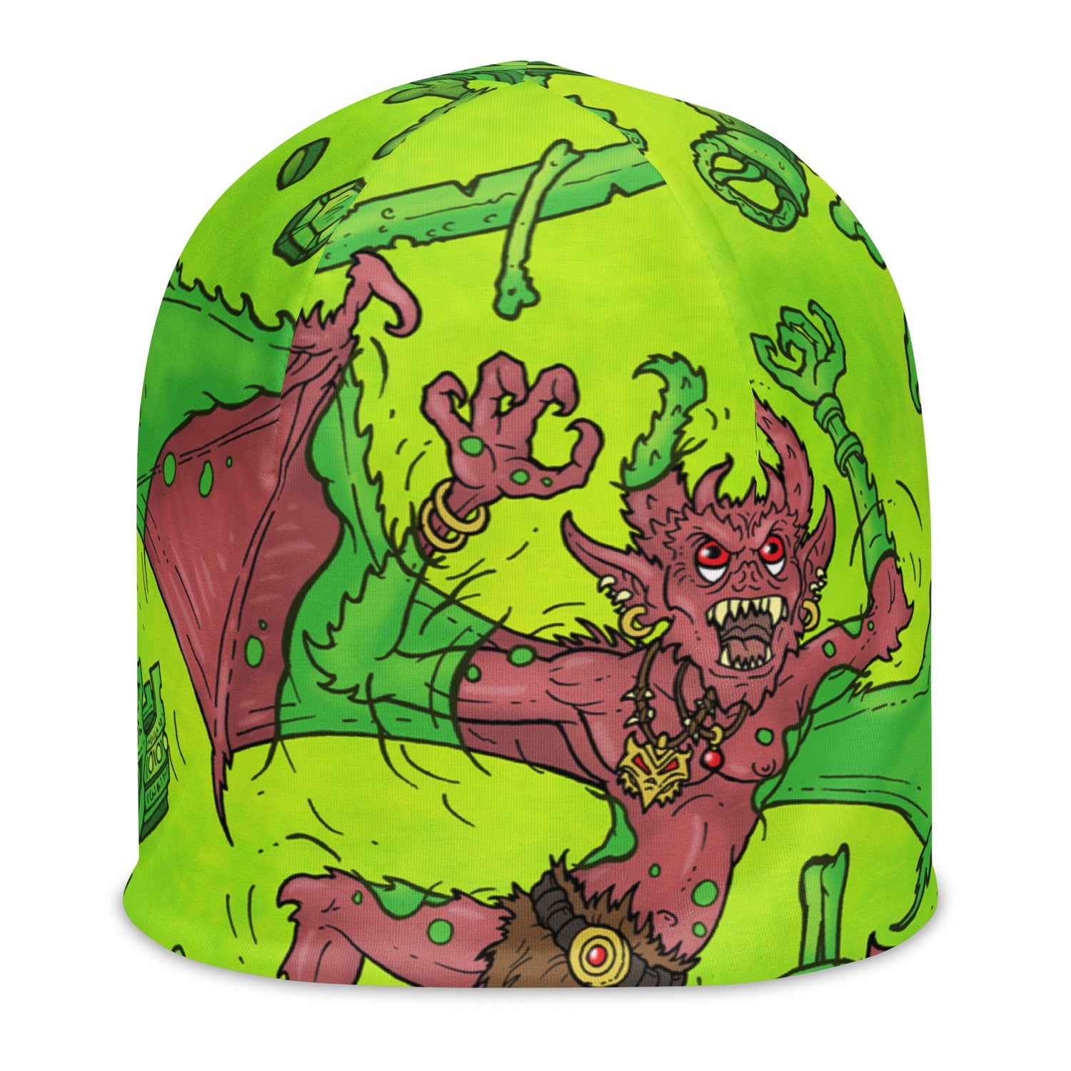 Gooey Cube Green All Over Print Beanie Front