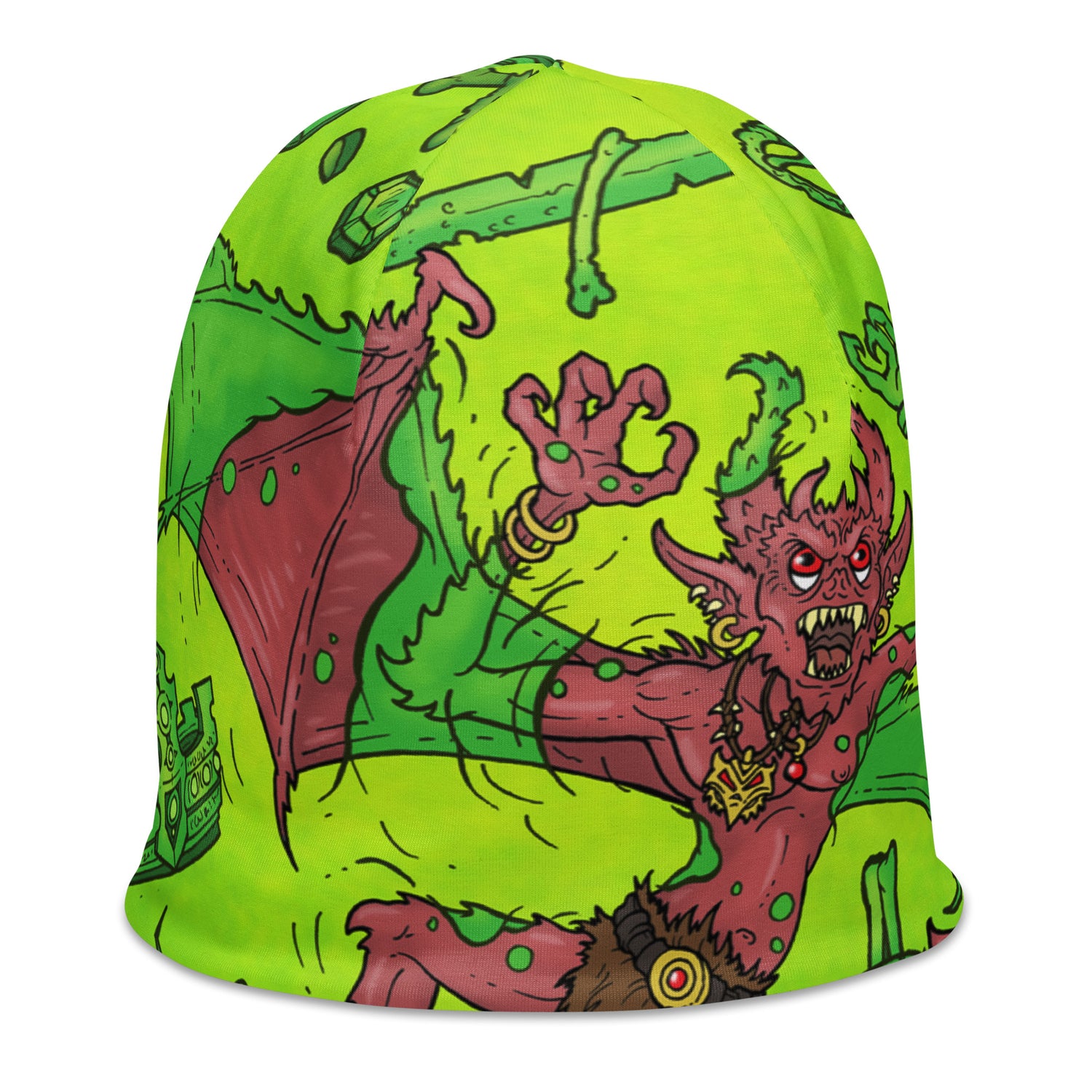Gooey Cube Green All Over Print Beanie 