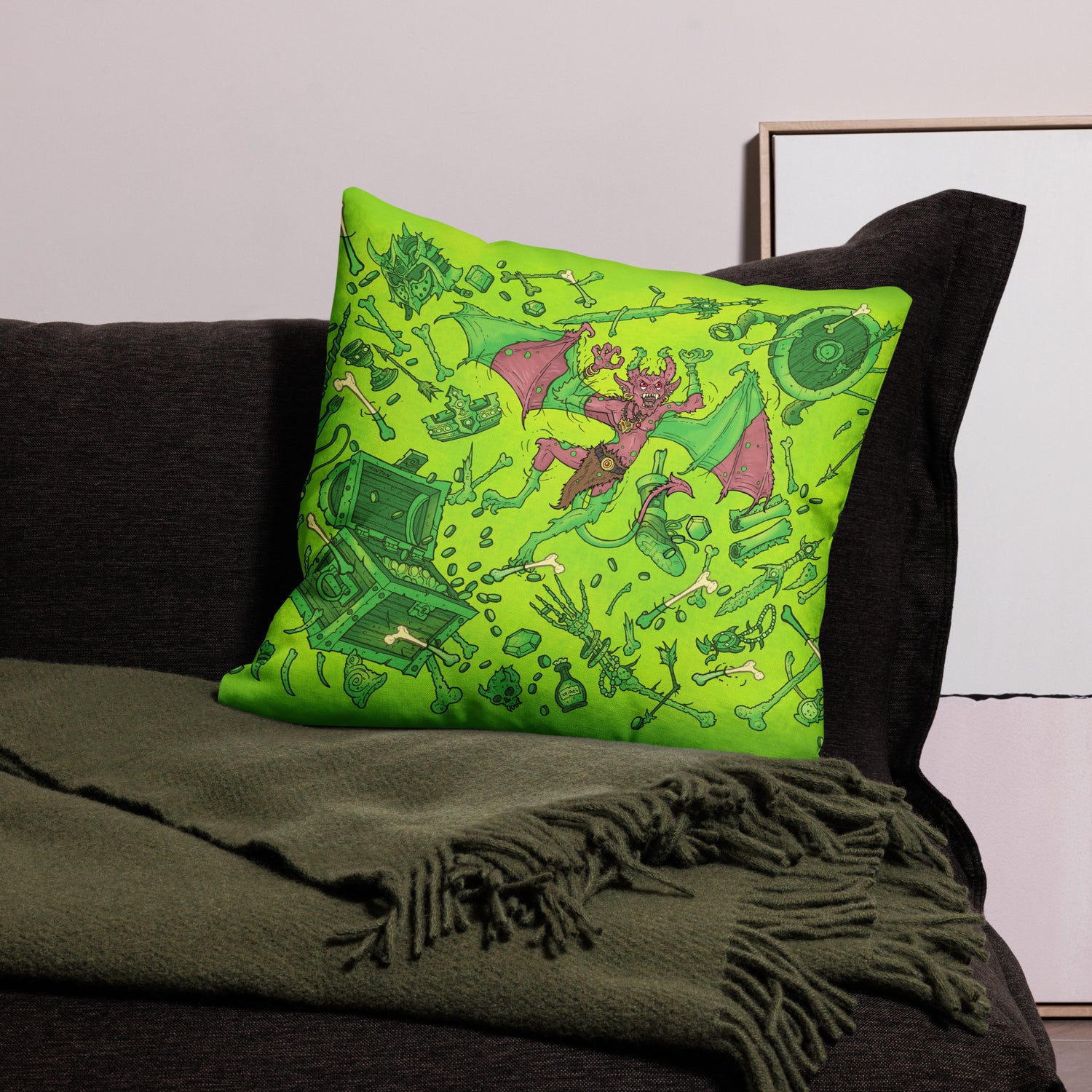Gooey Cube Green All-over print pillow case 22