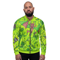 Gooey Cube Green All Over Print Unisex Bomber Jacket Front