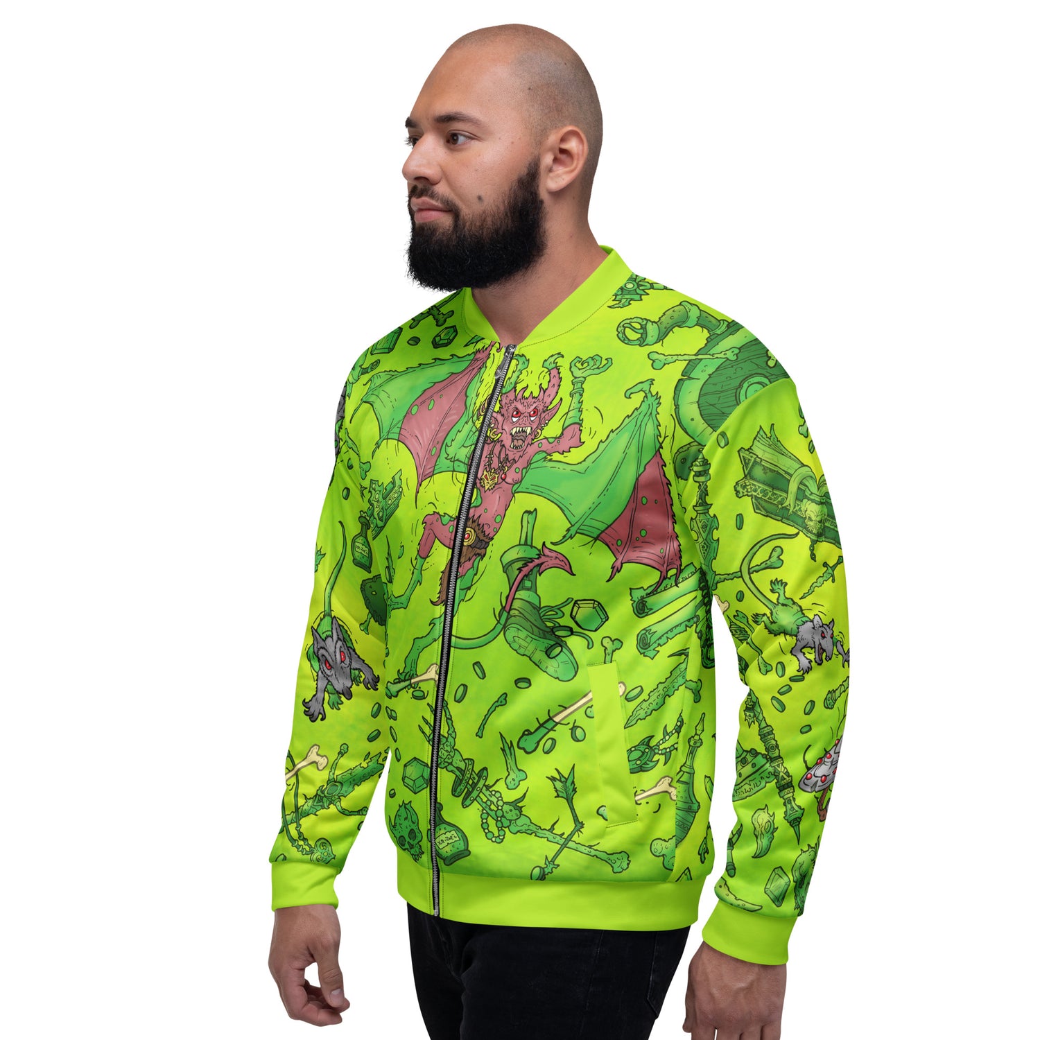 Gooey Cube Green All Over Print Unisex Bomber Jacket