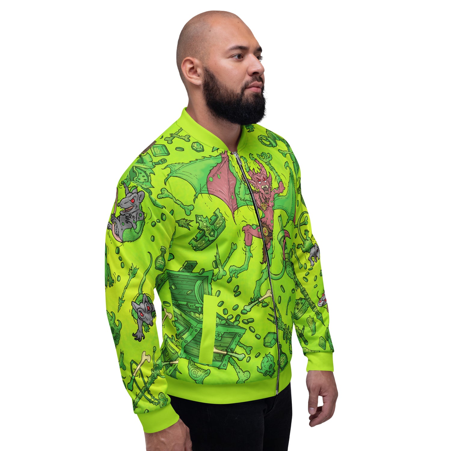 Gooey Cube Green All Over Print Unisex Bomber Jacket