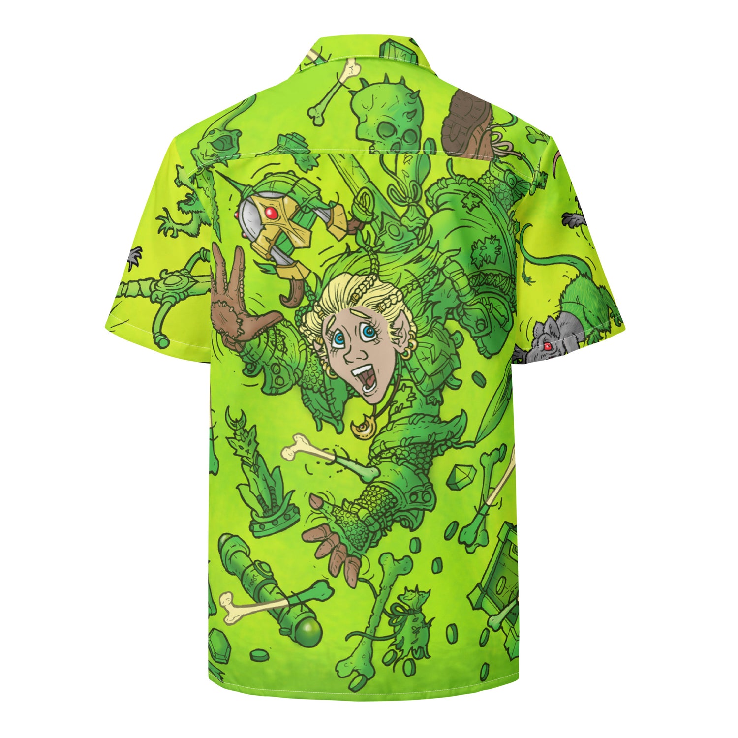 Gooey Cube Green All Over Print Unisex Button Shirt Back