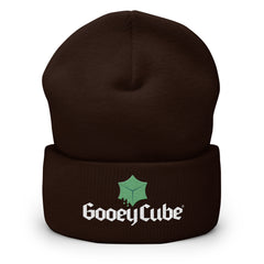 gooey cube cuffed beanie brown front