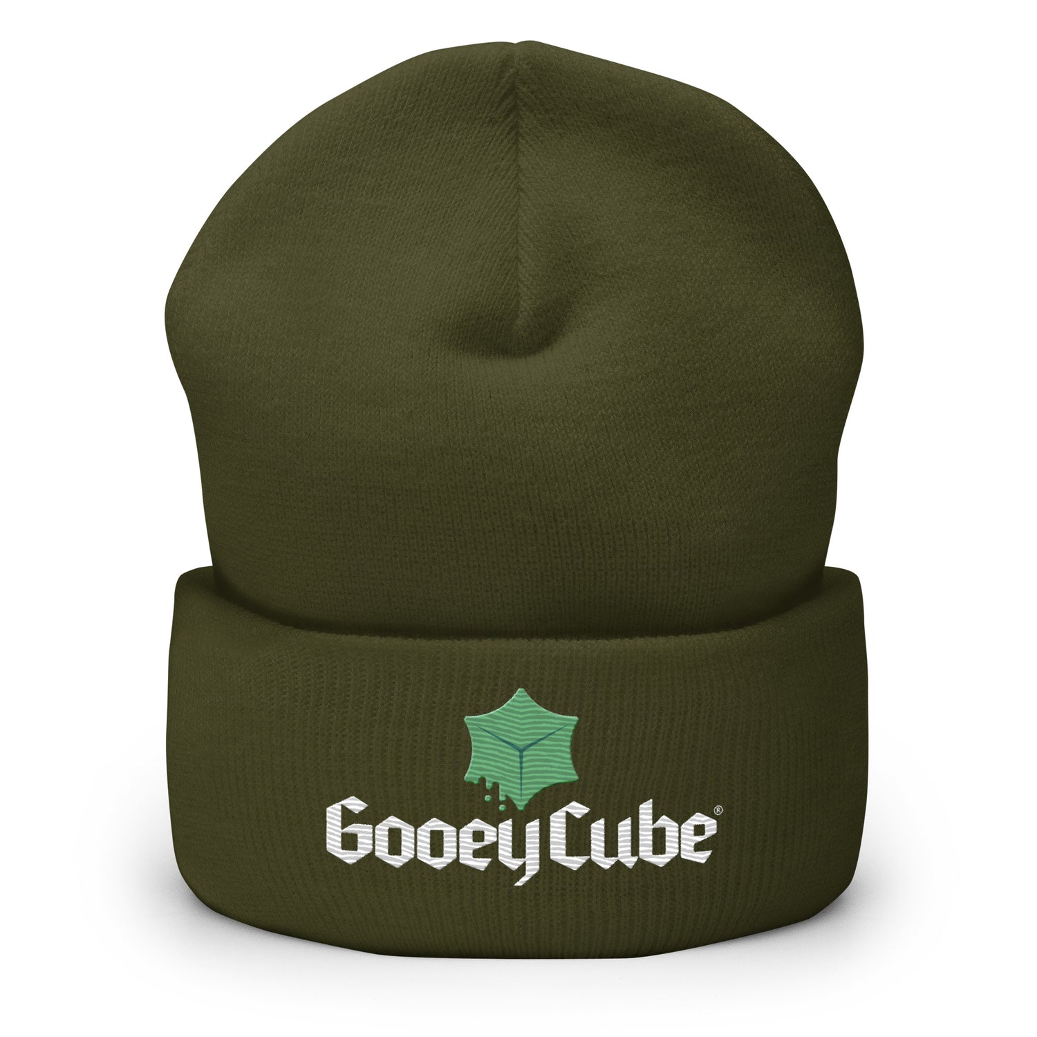 gooey cube cuffed beanie olive front