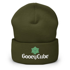 gooey cube cuffed beanie olive front