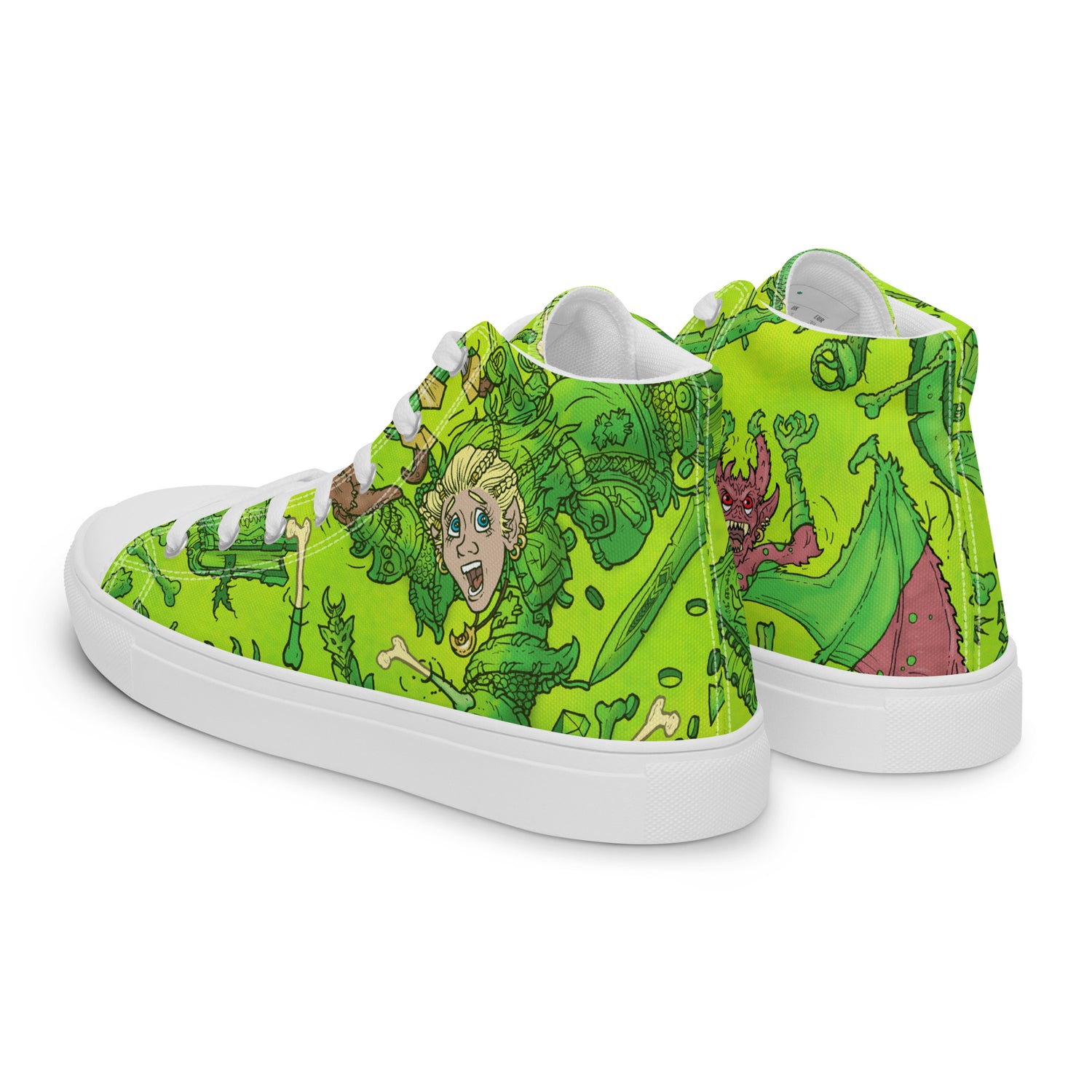 Gooey Cube Green Men's High Top Canvas Shoe