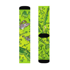Gooey Cube Green Crew Socks Left Large