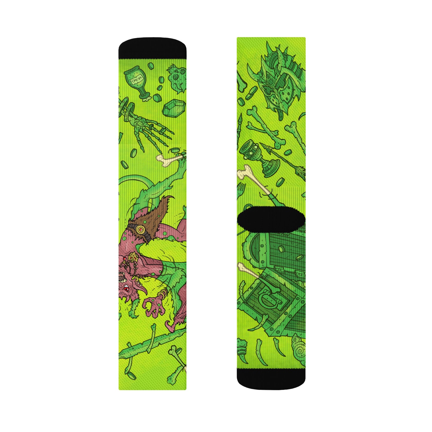 Gooey Cube Green Crew Socks Right Large