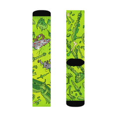 Gooey Cube Green Crew Socks Left Medium