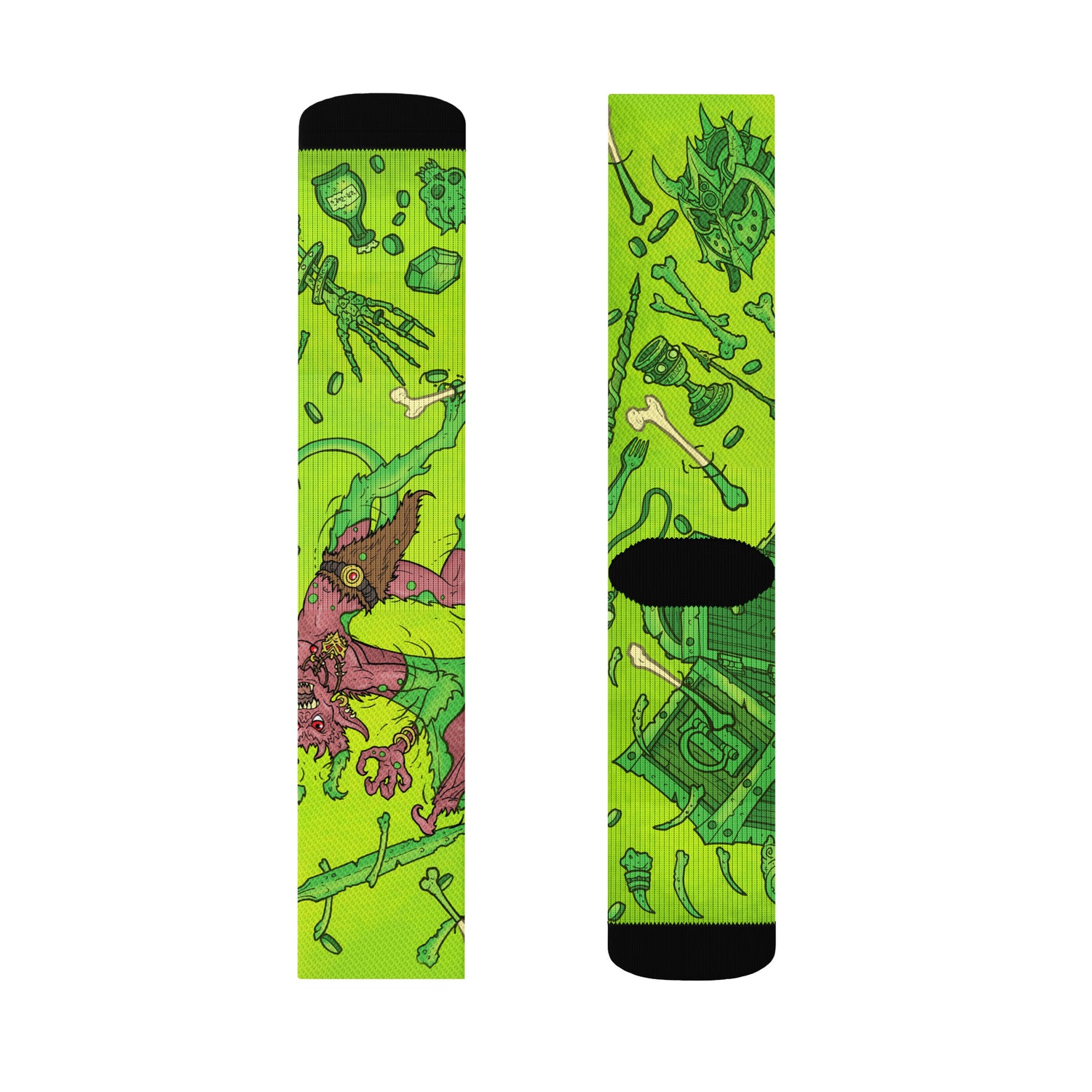 Gooey Cube Green Crew Socks Right Medium