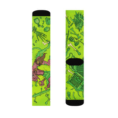 Gooey Cube Green Crew Socks Right Medium