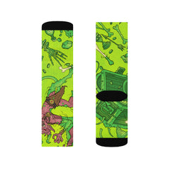 Gooey Cube Green Crew Socks Right Small