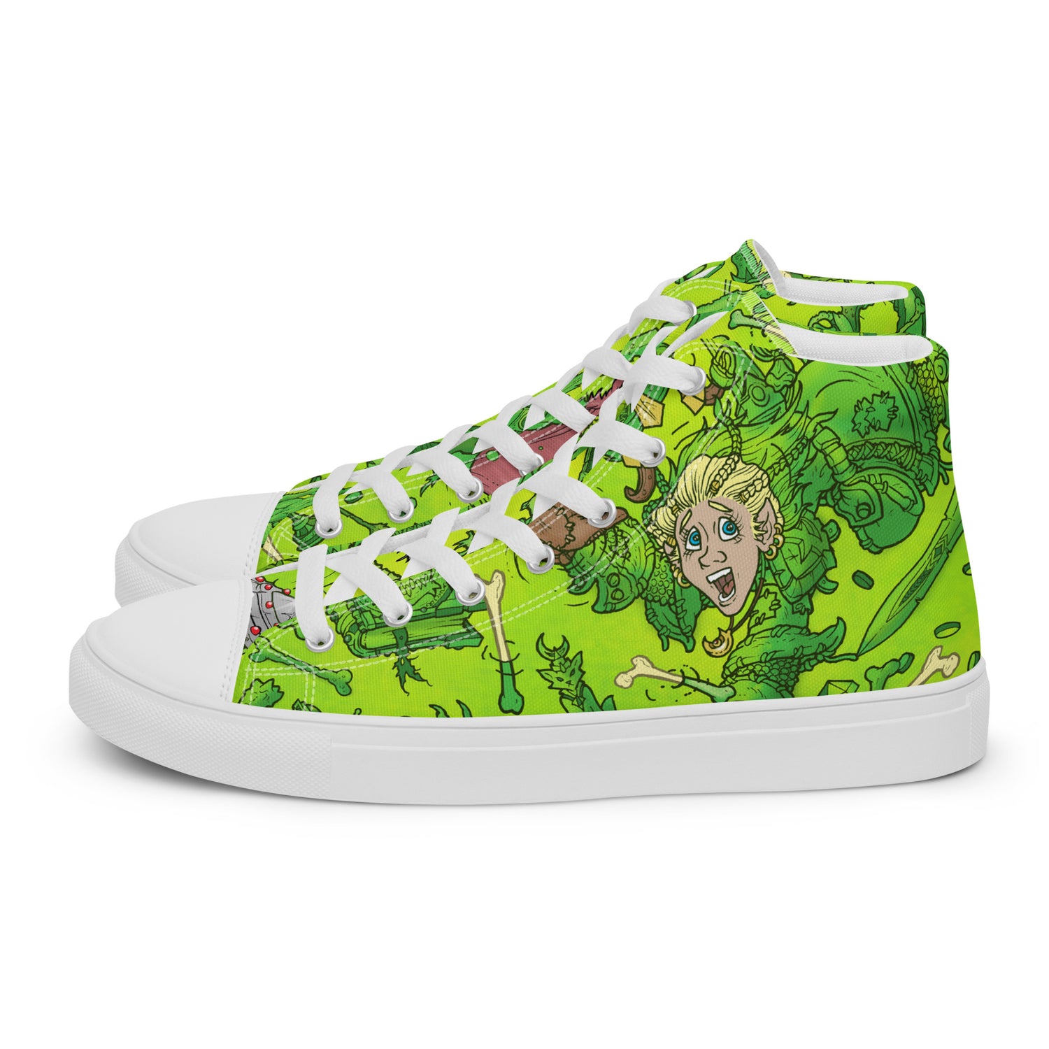 Gooey Cube Green Women's High Top Canvas Shoe